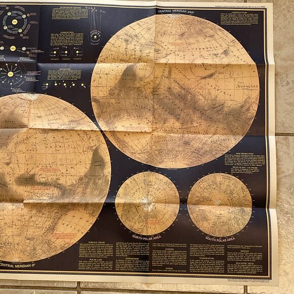 National Geographic Map Mars Red Planet Solar System Vintage February 1973 - Picture 6 of 12